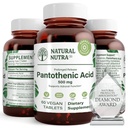 Natural Nutra Time Release Pantothenic Acid 500 mg, Vitamin B5 dodatek pomáhá lámat tuk a sacharidy, Metabolismus a energie, Zlepšit svalové zdraví, snížit kůži Spots, 60 Vegetariánské tablety