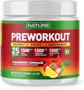 Postaven Příroda Pre Workout Powder s Beta Alanine, Creatine Monohydrát, BCAA, L Citrulline, L Arginin a kofein - Jahodová limonáda - 25 Služeb