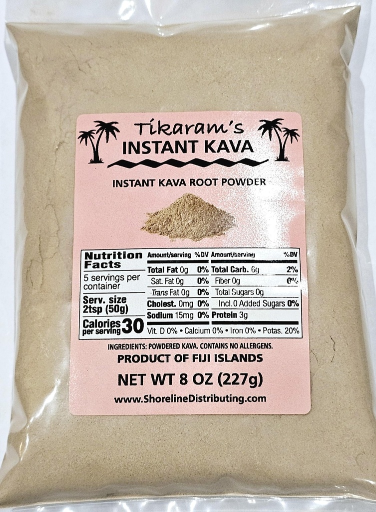 Tikaram 's Instant Kava Powder, Fiji Waka, Noble Kava Root, 1 / 2 LB (8oz) -Fiji Market Velkoobchod LLC