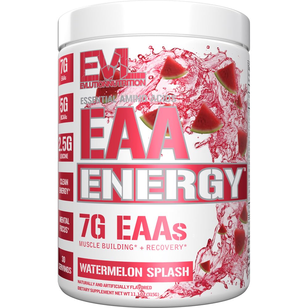 EAAs Amino Acids Powder - Energizing EAA Essential Amino Acids Pre & Post Workout Powder for Muscle Building Energy and Recovery Support with 7g per Serving Plus 5g BCAA (Meloun, 30 Služeb)