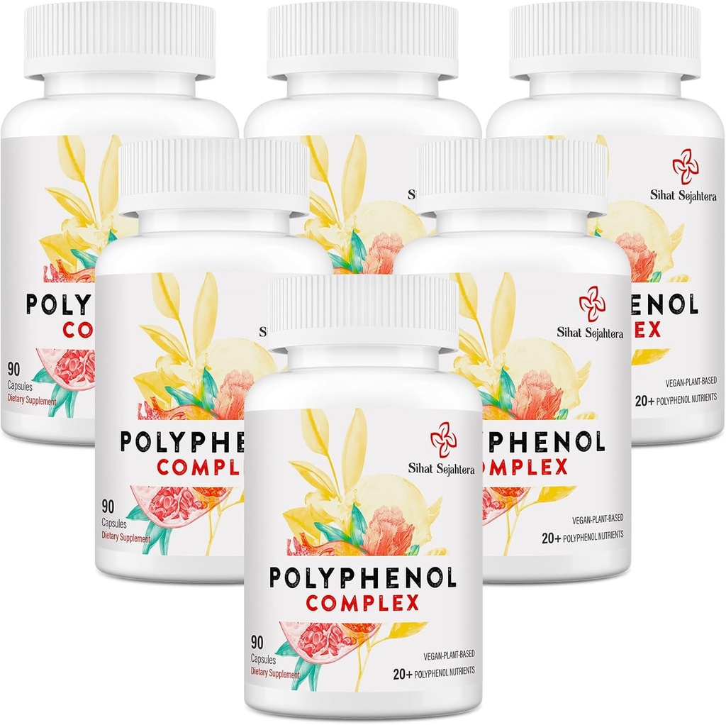 67,500 MG Polyfenoly dodatek - Výkonné antioxidanty & Polyfenol pro ochranu věku, Polyfenol Superfood, Quercetin, Resveratrol, zelený čaj, Plant- based & Energy, Imunitní podpora, 540 Kapsle