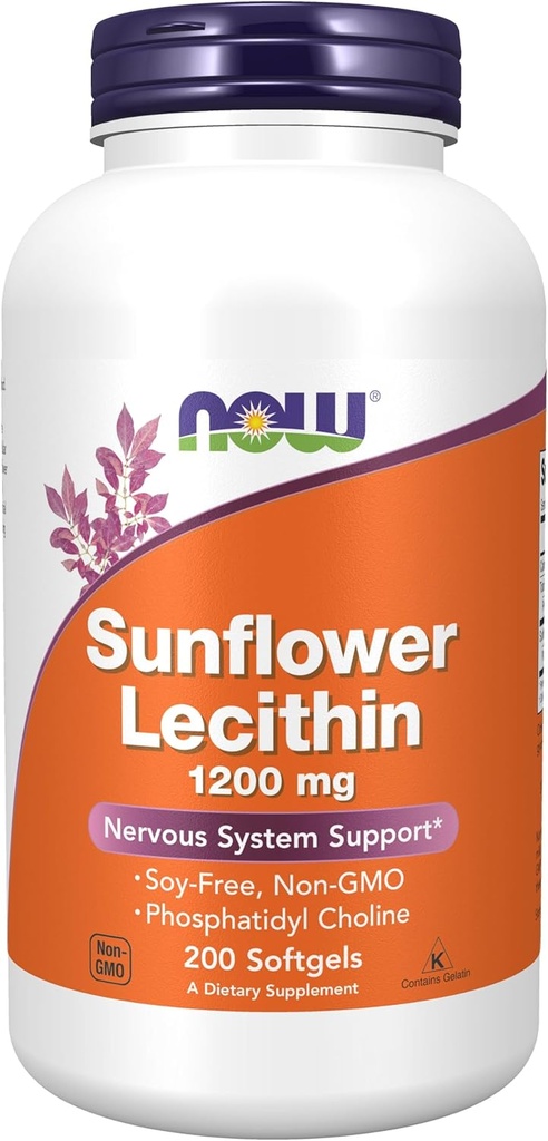 Nyní Potraviny Slunečnice Lecitin - Fosfatidyl Cholin - 1200 MG (200 Softgels)