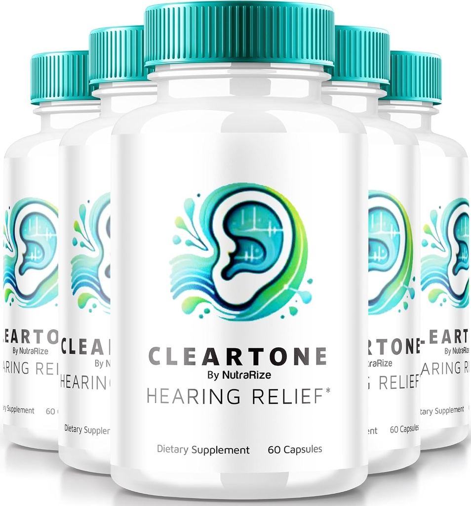 NutraRize (5 Pack) ClearTone Tinnitus, Clear Tone pilulky pro sluch, ClearTone pilulky dodatek pro celkové zdraví sluchu, Oficiální zvukové podpůrné kapsle, ClearTones Review (300 Kapsle)