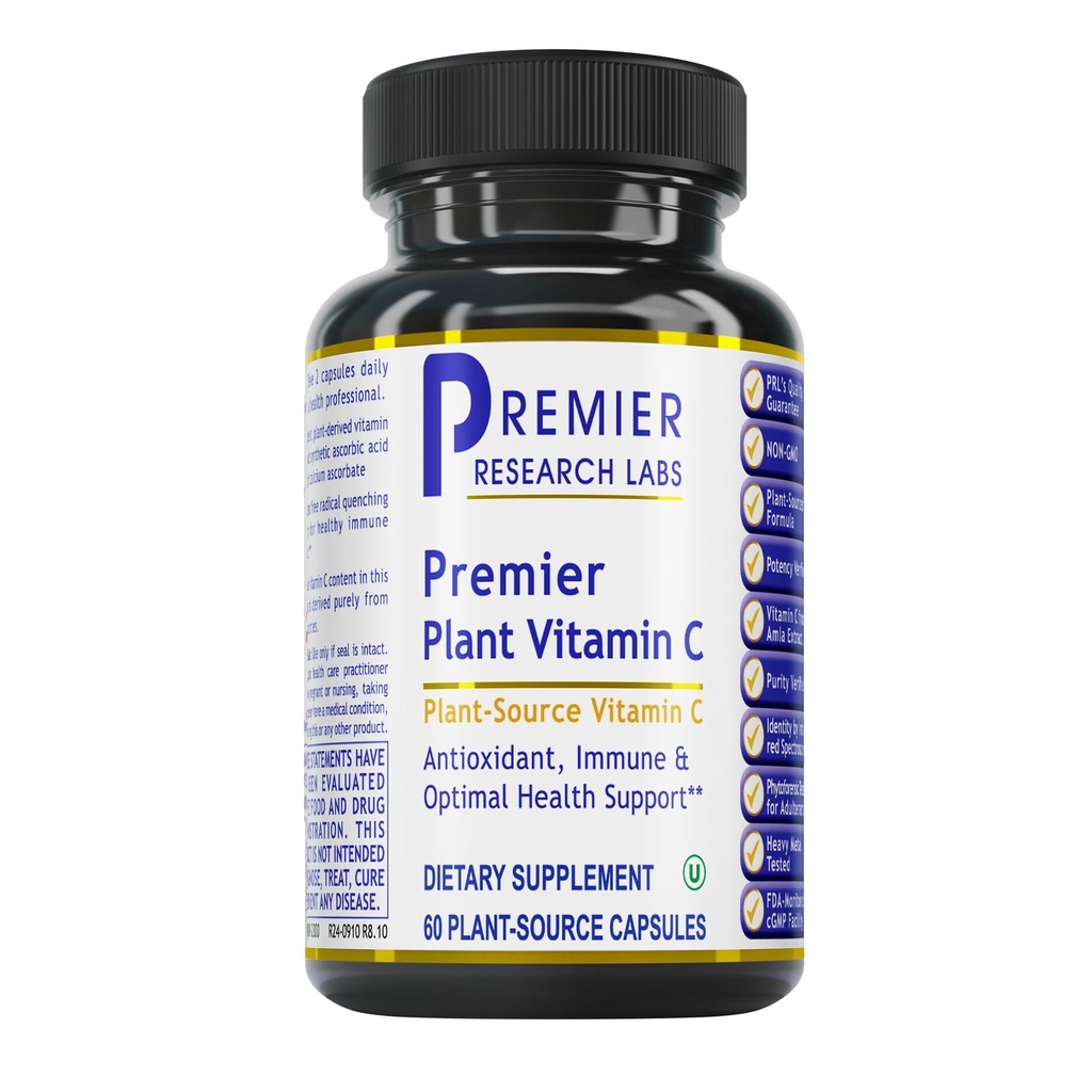 Premier Research Labs vitamin C dodatek - Přírodní vitamin C, celý potravní vitamín C, esenciální komplex C, čisté s bioflavonoidy a organické přísady - 60 Vegetariánské kapsle