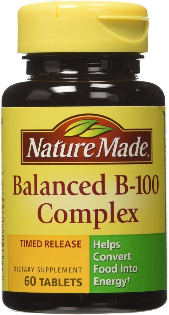 Nature Made B-100 Complex Time Release Tablety, 60 Počet pro Metabolické zdraví (balení po 3)