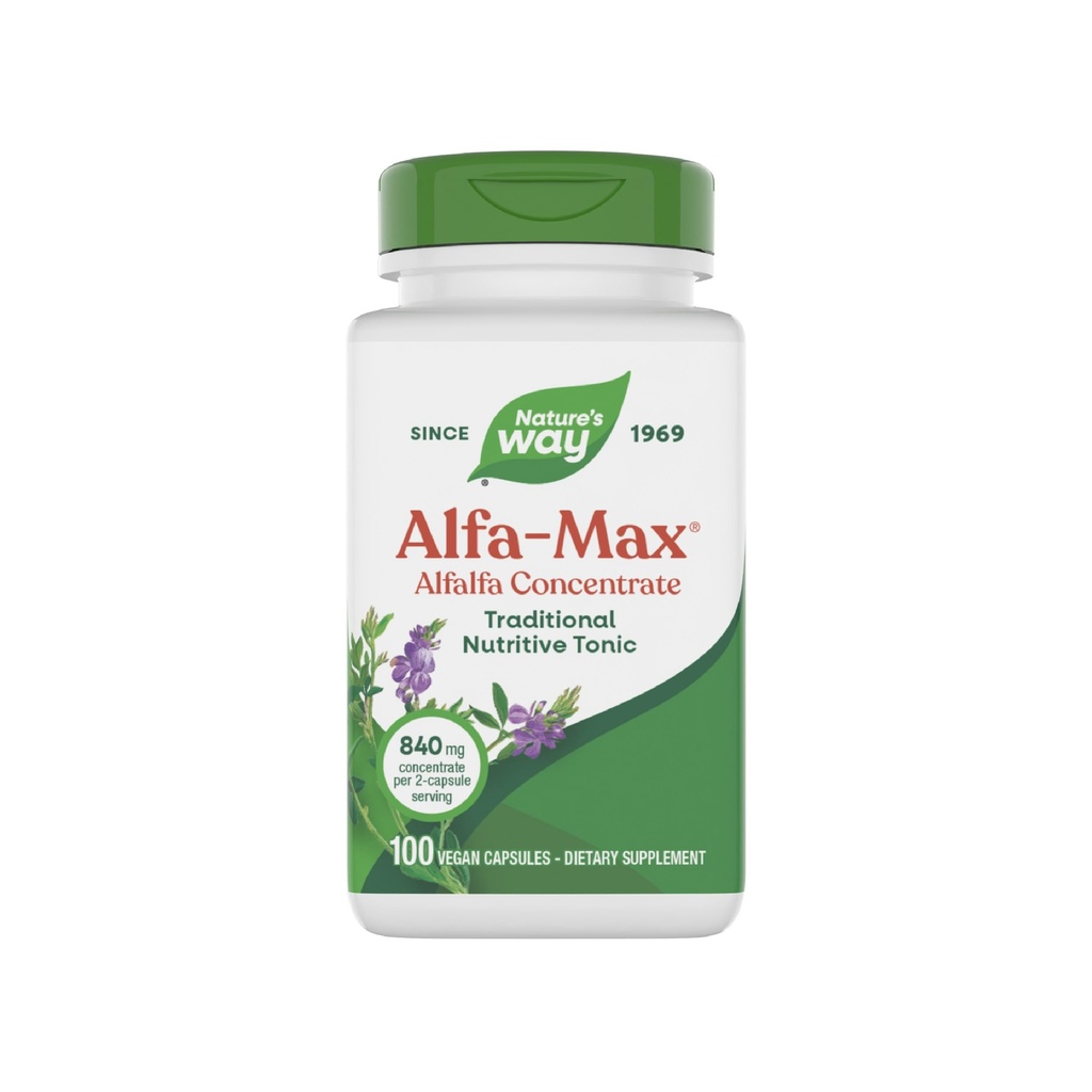 Nature 's Way Alfa-Max - Alfalfa dodatek - Alfalfa Leaf, Stem & Flower - Gluten Free & Vegan - 100 Kapsle