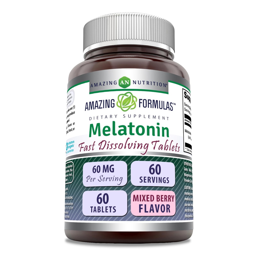 Úžasné předpoklady Melatonin Rychlé rozpuštění dodatek 124; 60 Mg na servírování 124; Smíšené Berry Flavor 124; 60 Tablety 124; Non- GMO 124; Gluten- Free Factory 124; Made in USA
