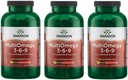 Swanson MultiOmega 3-6-9 - Non- GMO Flax Oil, Borage Oil, & 'Fish Oil Kapsle - Esenciální mastné kyseliny podporující kardiovaskulární zdraví &' Brain Health - (220 Softgels, 2400mg Serving) 3 Lahvičky