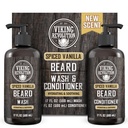 Viking Revolution Beard Wash and Beard Conditioner for Men with Argan Oil and Jojoba Oil - Beard Softtener and Posilovač Beard Care Shampool and Conditioner with Beard Oil (17oz Spiced Vanilla)