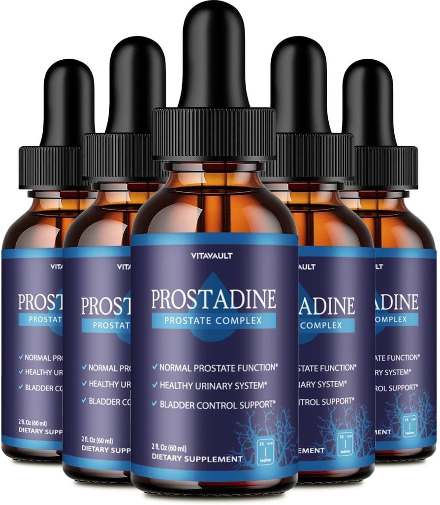 Prostadin, Potent Prostate Support Liquid Drops, Vysoce hodnocené Prostadin pro celkový Prostate Wellness, Easy- to- Use Dropper Form (5 Pack)
