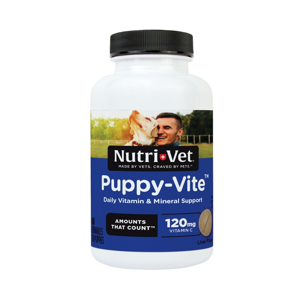Nutri- Vet Puppy- Vite Chewables for Puppies, Kompatibilní s vitamíny a minerály na podporu vyvážená strava, Velký zdroj vitaminu C, 60 Počet