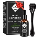 RAFFIN Beard Růstový kit, Upgraded Beard Growth Oil (2Oz) w / Maximum Thickening Biotin & Castor Oil for Spot / Patchy Beard, Achieve Fuller, Silnější a zdravější vousy, dárky pro něj přítel manžel táta