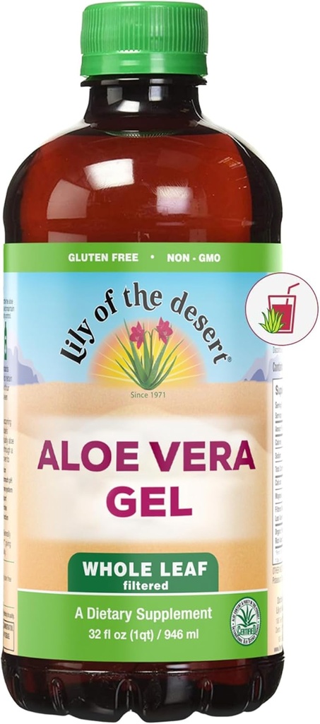 Lily Of The Desert Aloe Vera Gel, Preservative Free - Celý Leaf filtrovaný silnější konzistence Aloe Vera drink s přírodními vitamíny, Dědičné Enzymy pro Gut zdraví, Wellness, Žhavé kůže, 32 Fl Oz