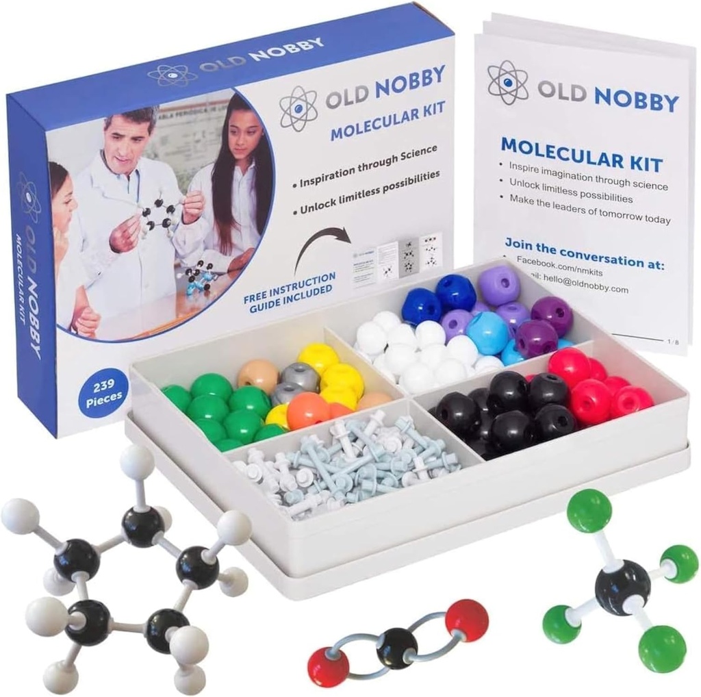 Lekce v chemii Model Kit - Stará Nobby 240 Pc Molekulární sada Organická chemie pro studenty - Kompletní molekulární model Kit pro STEM, Vizualizace Atomy, Bondy a struktury