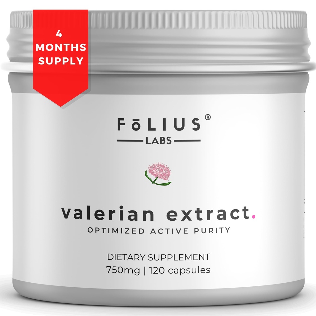 Valerian Root 4: 1 Extrakt Kapsle 750mg - Optimalizovaná aktivní čistota - 4X Koncentrace Valerian Root Extract Supplement - Gluten Free, Non- GMO - Promotes Relaxation - 120 Kapsle