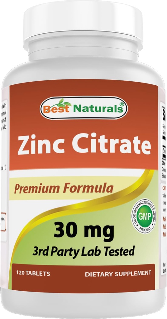 Nejlepší Naturals Zinek 30mg doplňky (jako zinek Citrát) - zinek Vitamíny pro dospělé Imunitní podpora - 120 Tablety (120 Počet (balení po 1))