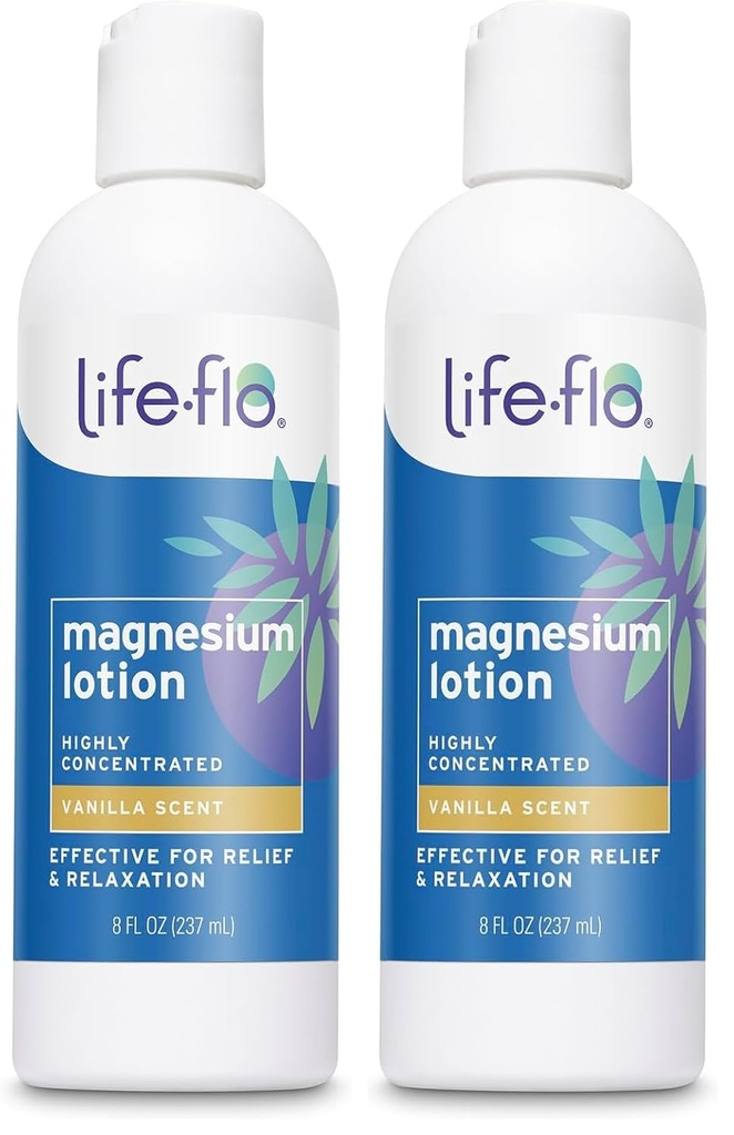 Life-flo Magnesium Lotion, Vanilla Scent - Relief and Relaxation with Magnesium chloride from The Zechstein Seabed - Dermatolog Tested, hypoalergenní, 60- denní záruka, Netestováno na zvířatech, 8oz