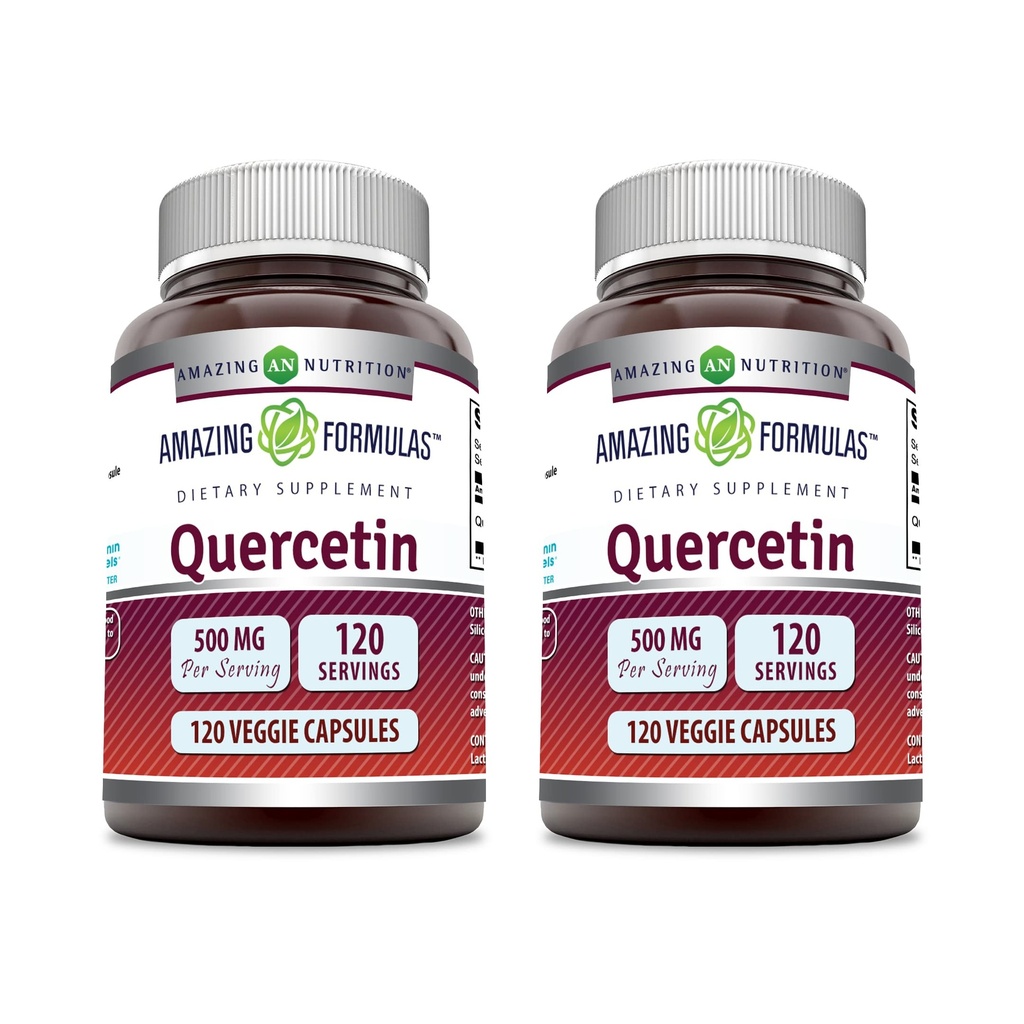 Amazing Applicas Quercetin 500mg Veggie Kapsle Dodatek 124; Non- GMO Creditor 124; Gluten zdarma 124; Podporuje celkové zdraví a pohodu (120 Počet 124; 2 Pack)