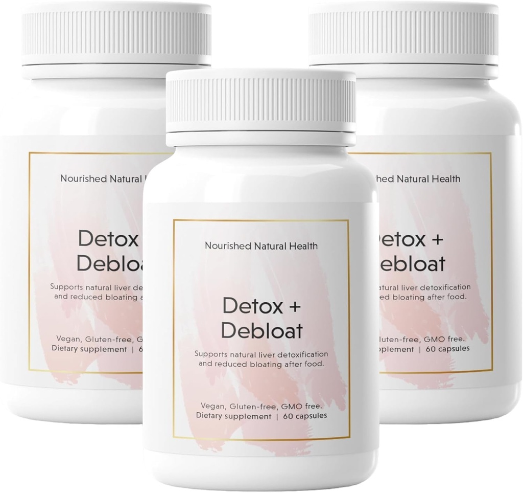 Nourshed Natural Detox + Debloat - Milk Thistle & Pampeliška Root Vegan Dodatek pro ženy - Bloating Relief & Digestion Podpora - 180 Kapsle