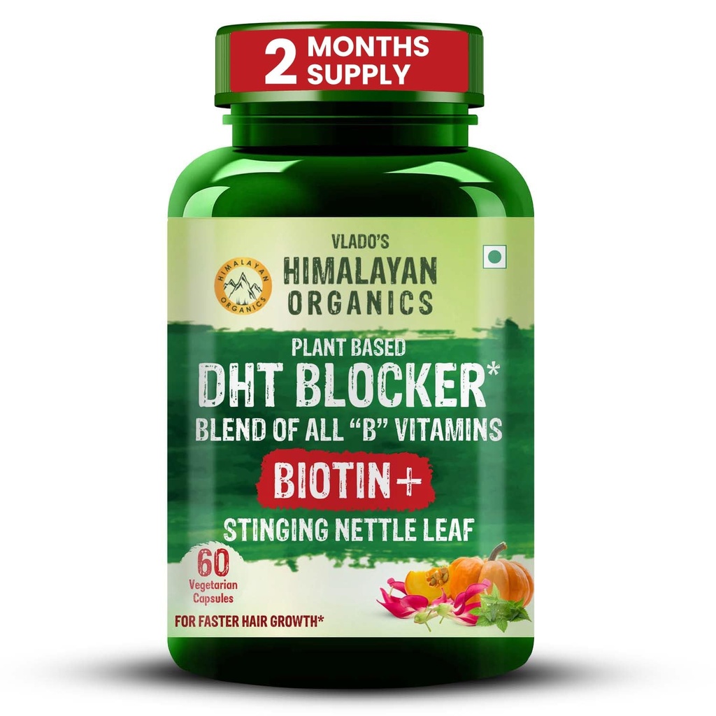 Himalayan Organics Plant- Based DHT Blocker S dobrými kopřivkami Listy 124; Podporuje růst vlasů 124; Pro muže a ženy - 60 Veg Kapsle