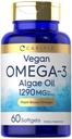 Carlyle Vegan Omega 3 Dodatek 124; 1290 mg Omega 124; 60 Softgels Oil; Plant Based Omega 124; Non- GMO & Gluten Free Oil 124; from Algae Oil