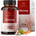 HERBAMAMA Korean Panax Ginseng Kapsle - 1600mg Red Ginseng Root - Vegan, Non- GMO Korean Red Panax, 100 Caps