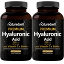 NatureBell 2 Pack Plant Based Hyaluronic Acid doplňky 250mg s 25mg vitaminu C & Biotin 5000mcg, 480 Celkem Kapsle 124; Základní pro růst vlasů, Společná podpora, & Hydratační kůže 124; Non- GMO