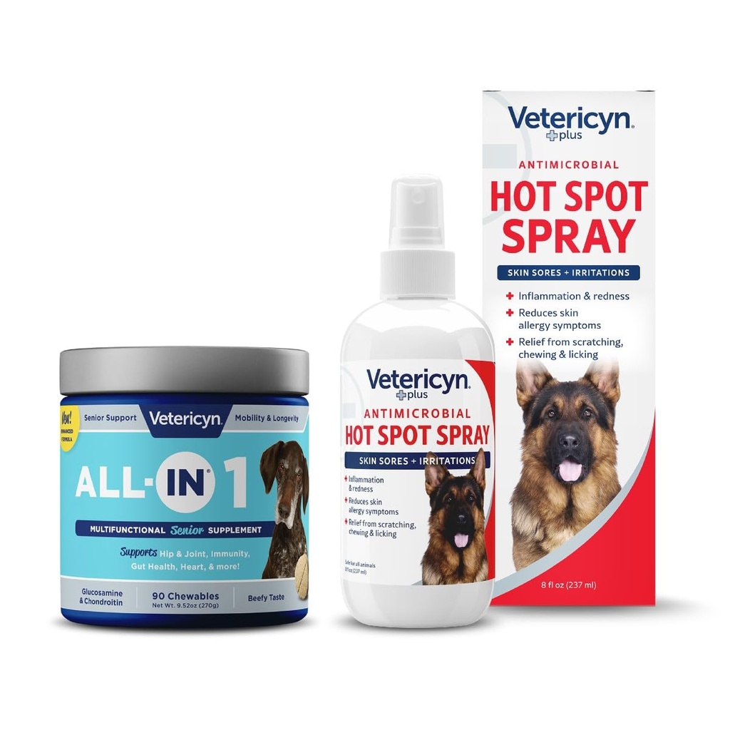 Vetericyn All- in 1 Multifunkční Senior Dog Dodatek s Glucosamine a Vetericyn Plus Hot Spot Spray
