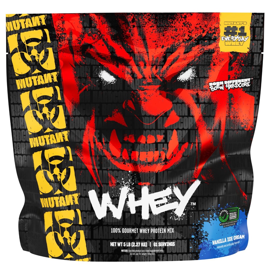 Mutant Syrovátka - 100% syrovátka Powder Shake, Gourmet Chuť, 22g proteinu, rychlé absorbování, snadné trávení, 5 liber - Vanilla Ice Cream
