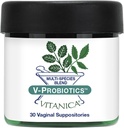 Vitanica V-Probiotika - Probiotika pro ženy - Vaginální podložky s Lactobacillus Rhamnosus, Gasseri & More - Dámský doplněk zdraví - Pro Logo - 30 Vaginální podložky