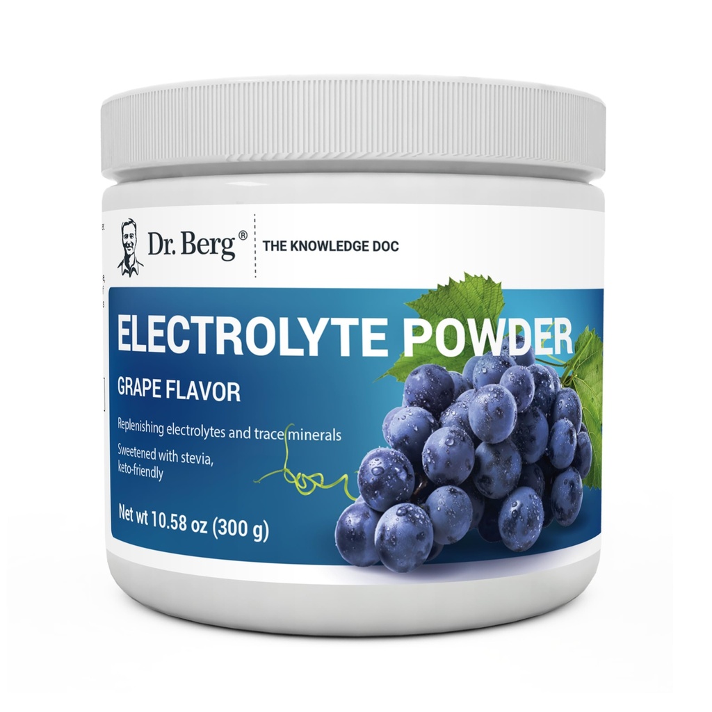 Dr.Berg Nulový cukr Hydratace Keto Electrolyte Powder - Vylepšený w / 1000 mg kalium & Real Pink Himalayan Salt (NENÍ stolní sůl) - Grape Flavor Hydration Drink Mix Supplement - 50 Servings