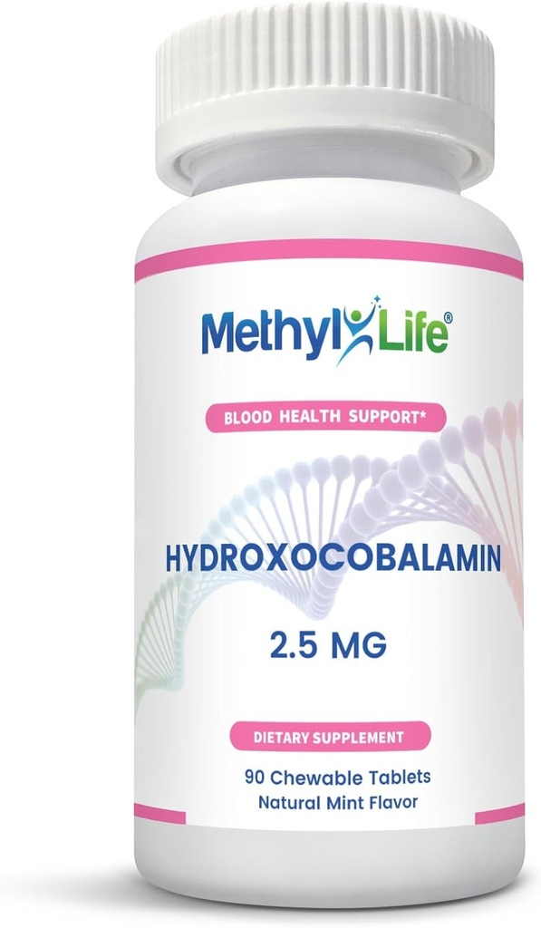 Methyl-Life ® Hydroxy B12 Sublingvální tablety - Gentle, vitamín B12 doplněk pro denní energii a buněčnou podporu - Vegan, Non- GMO, gluten & Top 14 Allergen zdarma 124; 90 Žvýkací tablety