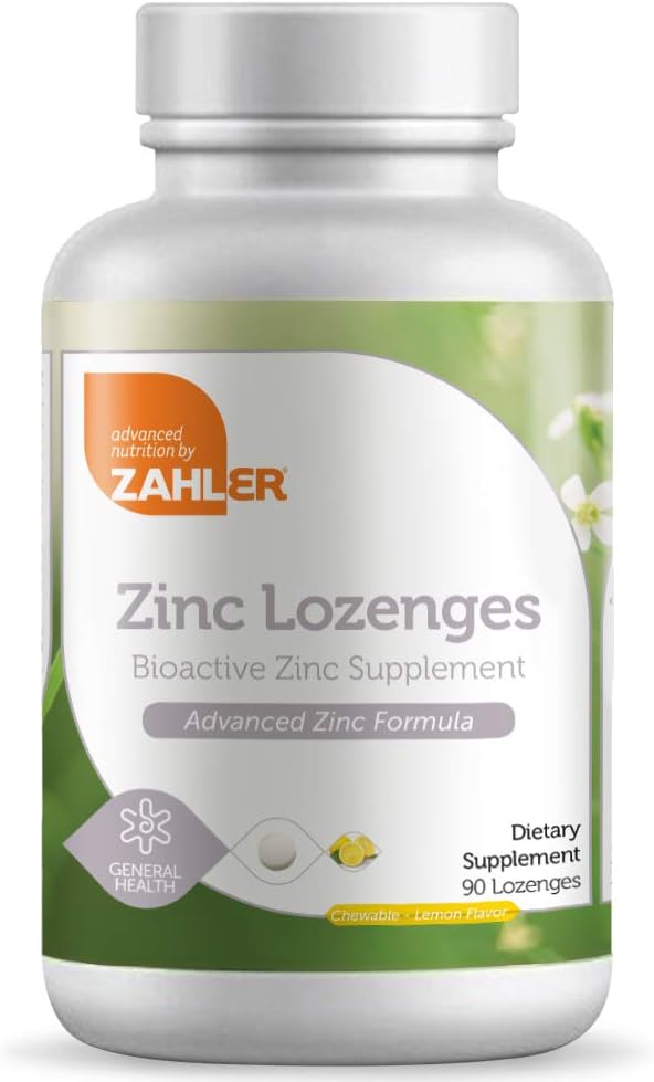 Zahler Zinkové Lozengy, 35mg Žvýkací Zinkové tablety, Imunitní podpora Antioxidant Dodatek, Velký Ochutnávání zinku pro děti a dospělé, Certified Kosher, 90 Lozenges