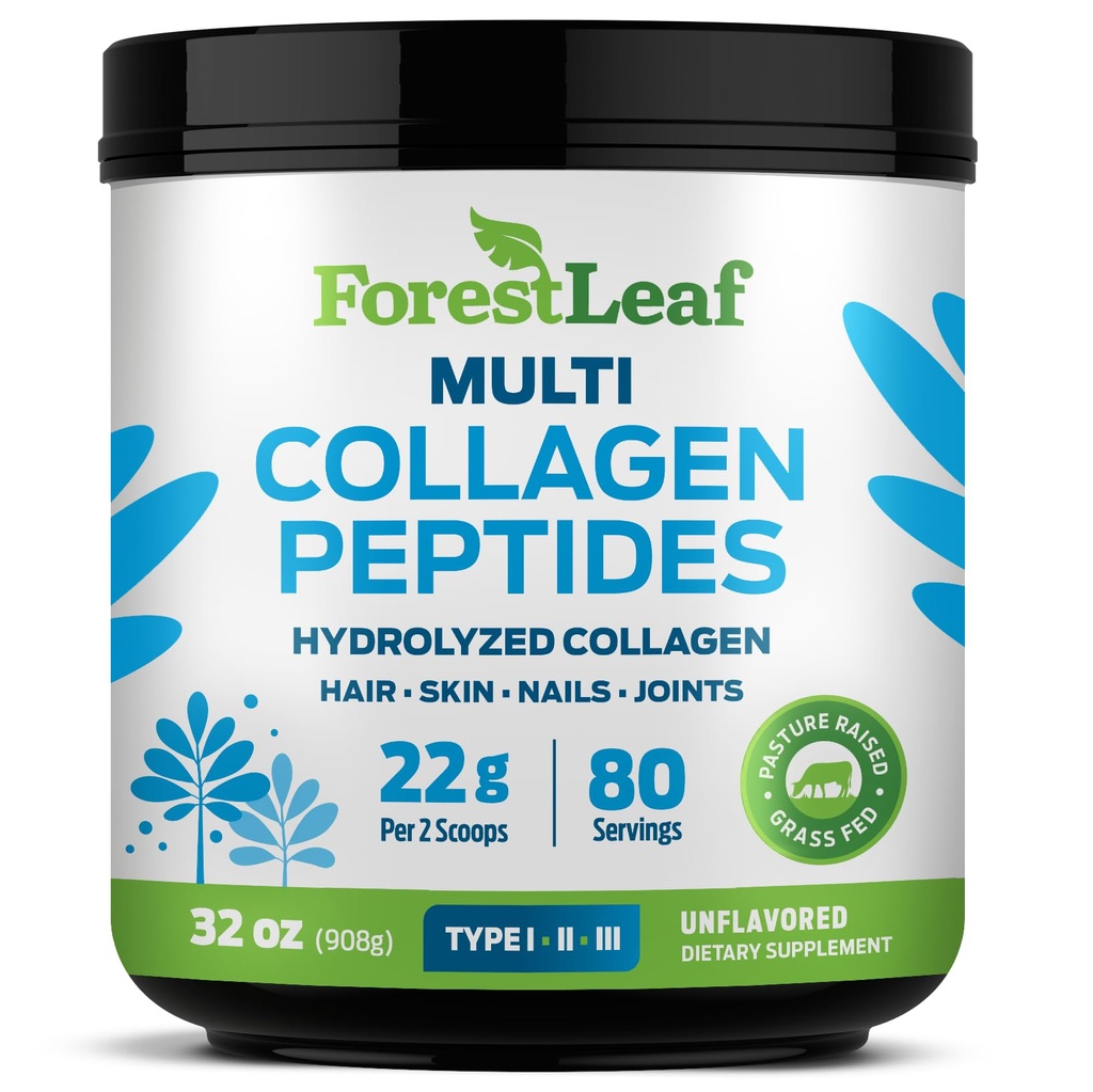 Kolagen Peptides Powder Neochucené - Hydrolyzované bílkovinné bílkoviny typu 1, 2 & 3 - Grass Fed Keto Kolagen Powder for Women & Men - Vital Vlasy, kůže, nehty, spojky, zotavení, 11g per Serving