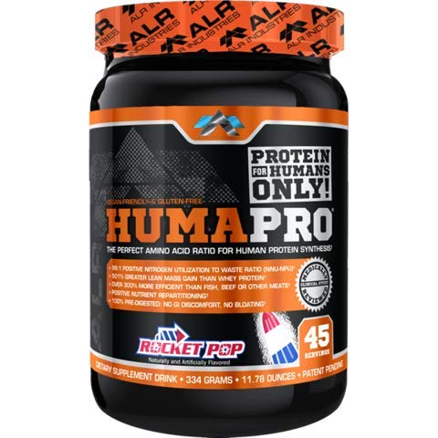 Humadro by ALR Industries Premium Protien Powder, Rocket Pop, 334 Grams, HumaPro Protein Powder for 510% Greater Lean Mass - Delicious Fruit Ochucené Supplement Drink Mix, Perfect Amino Acid Ratio, 30