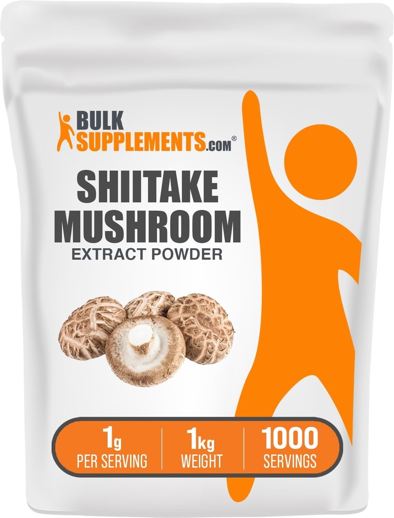 Bulksupplements.com Shiitake Houba Extract Powder - Shiitake Houba Powder Supplement, Imunitní podpora - Vegan & Gluten Free, 1g per Serving, 1kg (2,2 kg) (balení po 1)
