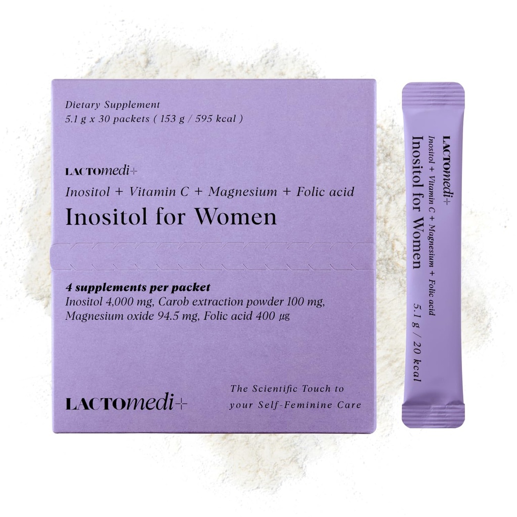 LACTOMEDI Inositol Dodatek pro ženy CLAS124; Myo- Inositol 4000mg + D- Chiro- Inositol 100mg CLAS124; Vyvážený 40: 1 poměr CLAS124; Menstruační Cycle & Wellness Support CLAS124; 30 Day Supply