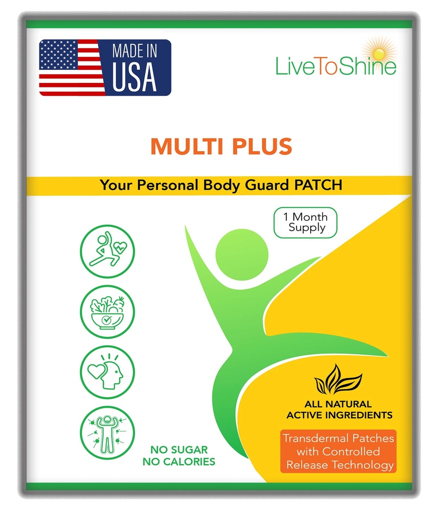 Live To Shine Multi Plus Topical Patch - USA Made - 30 dní dodávky pro ženy a muže od