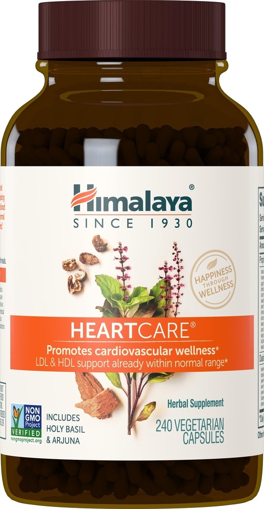 Himalaya HeartCare, Cholesterol a krevní tlak doplňky pro kardiovaskulární wellness a srdeční zdraví, 720mg, 240 Kapsle, 2 Měsíční dodávky