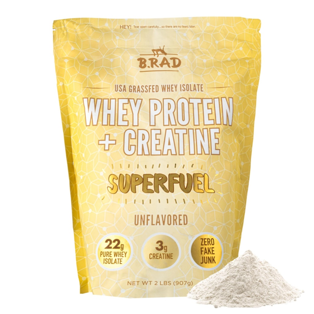 B.rad Superfuel - Grass Fed Whey Protein Isolate Busted with creatine Israe124; Farm- Fresh, Easy- to- Digest, Clean Ingredients Izolate 124; 100% USA Sourced Izolate 124; Neochucené