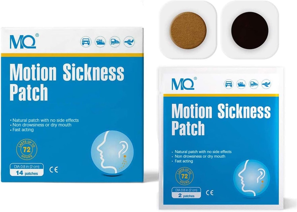 MQ 42ct Motion Nemoci Záplavy Non Drowsy, Moře Nemoci Záplavy pro Cruise Cestování Essentials, Vodotěsné Patch Za uchem pro auto Vzdušný Nemoci, Dlouhé Poslední 72H