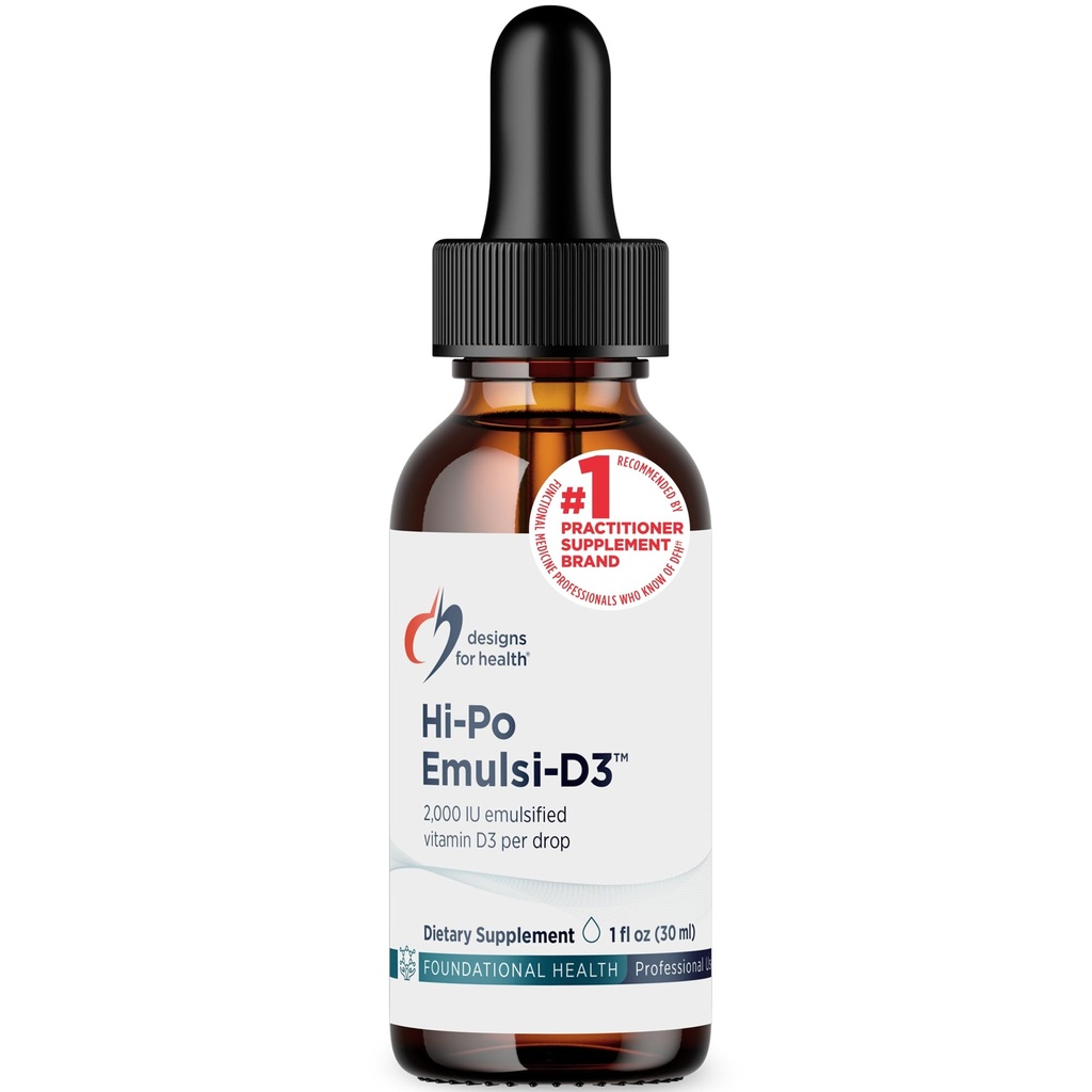 Designy pro zdraví Hi- Po Emulsi Vitamin D Kapky - tekutý vitamin D 2000 IU, vysoce koncentrovaný vitamin D3 - Kostní zdraví + doplněk imunitní podpory - 2000 IU per Drop (1000 Servingů / 1 Ounce)