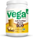 Vega Nut Máslo Shake, Arašídové máslo & Banana - Vegan Protein Powder, 20g Protein, Real Food Ingredients, No Add Sugar, 1,39 liber