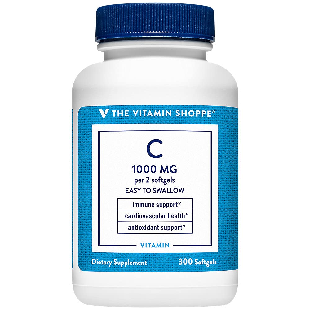 Vitamin Shoppe Vitamin C 1.000MG, snadno polykat, Antioxidant, který podporuje imunitní a kardiovaskulární zdraví (300 Softgels)