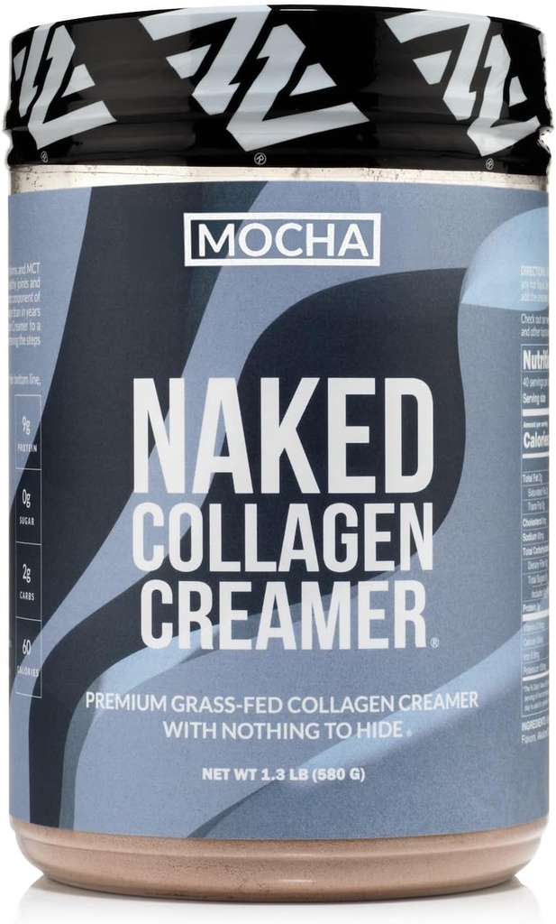 Naked Kolagen Mocha Káva Krémová - Kolagen Krémová pro kávu - Dairy-Free, Gluten-Free, GMO-Free - Podpora vlasů, kůže, a hřebíky - 40 Služeb