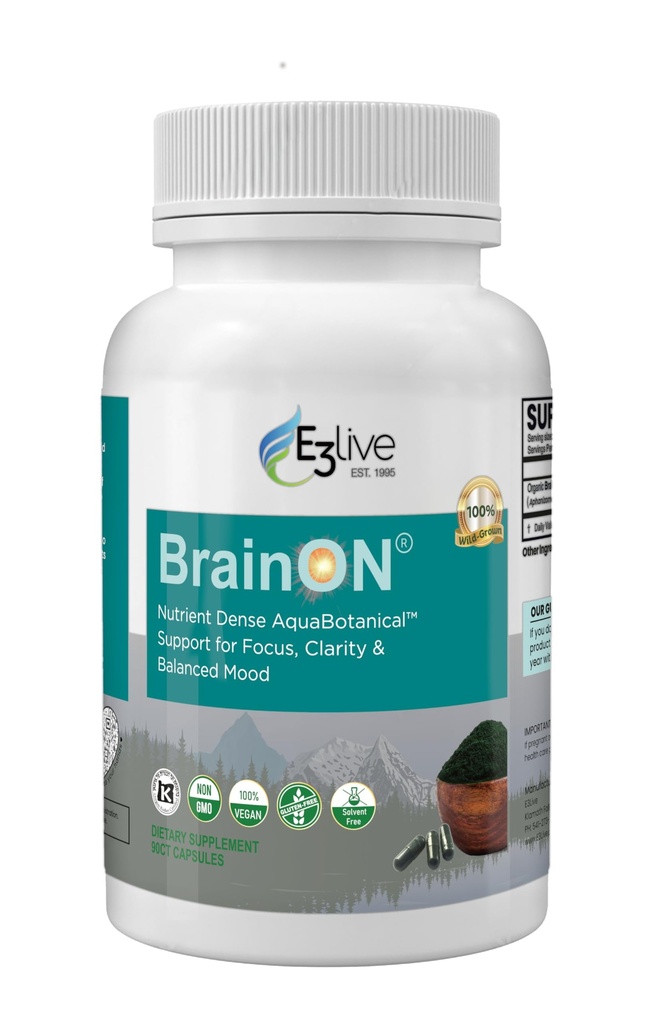 E3LIVE Brainon - Wild- Harvested AFA Extract for Mood Balance & Focus 90 Count