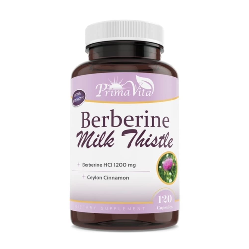 Berberine HCL 1200mg s Mlékem Thistle a Ceylon Cinnamon, Ampk Metabolic Activator, Zdravý imunitní systém a Gastrointestinální Wellness, 40 Servingů, 120 Veggie Kapsle