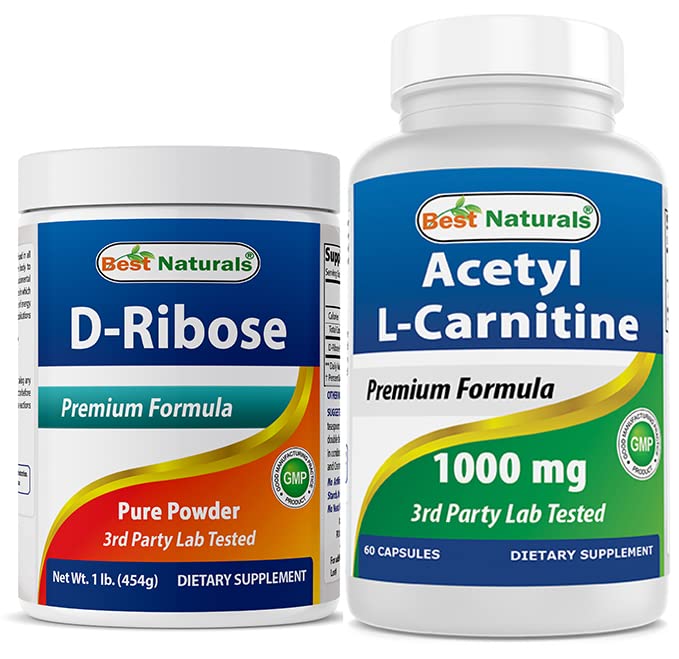 Nejlepší Naturals D- Ribose Powder 1 Pound & Acetyl L- Carnitin 1000mg