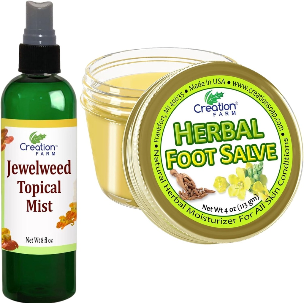 Jewelweed Topical Mist 8 Oz a bylinné nohy Salve 4 Oz - Řešení pro Itch, aby bylo jednodušší si každý den
