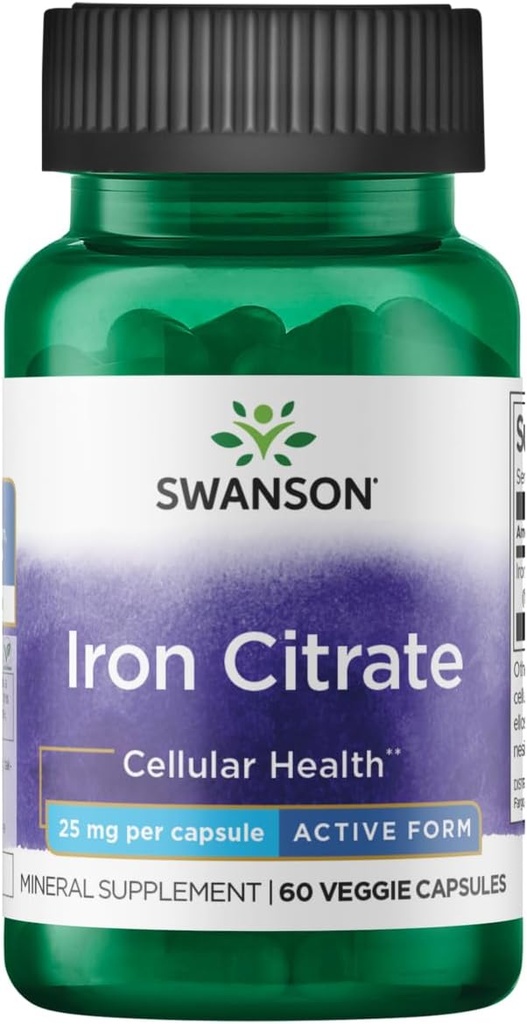 Swanson Iron Citrát 25 miligramy 60 Veg Kapsle